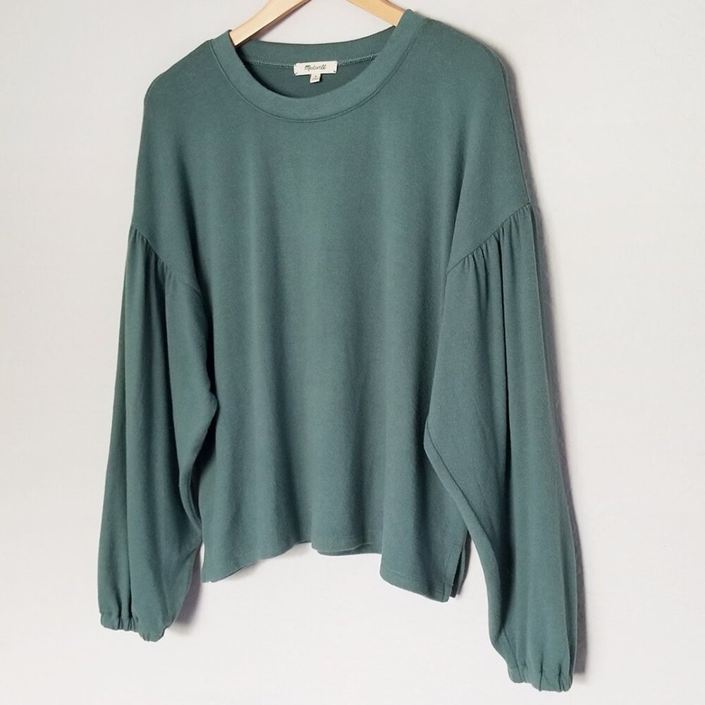 Madewell Dreamiest Knit Long-Sleeve Tee Size M Simply Sage Green Balloon Slv $68 - Picture 2 of 15